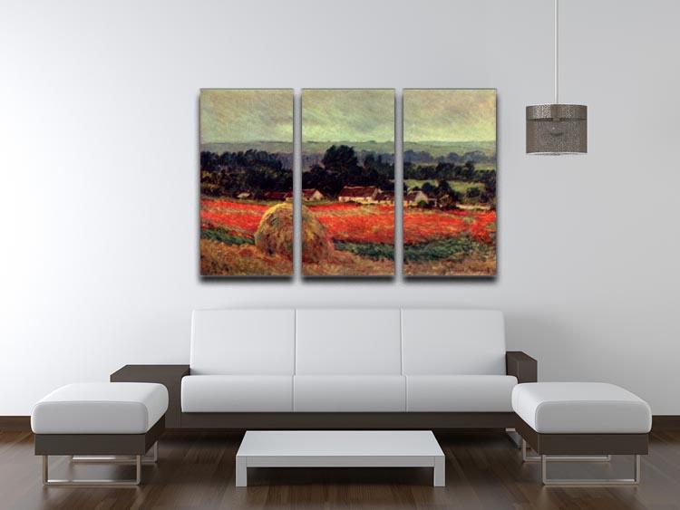 The poppy Blumenfeld The barn by Monet Split Panel Canvas Print - Canvas Art Rocks - 4