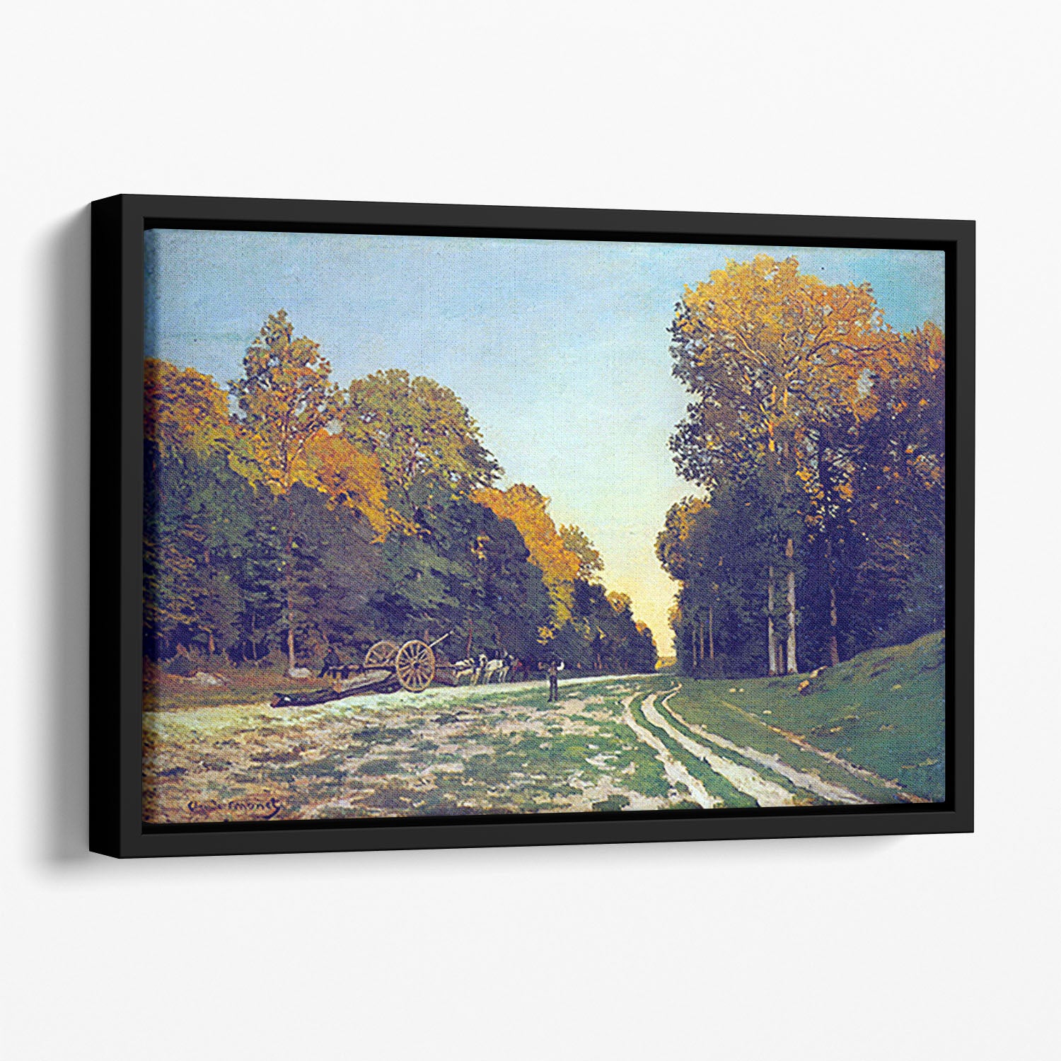 The road from Chailly to Fontainebleau by Monet Floating Framed Canvas
