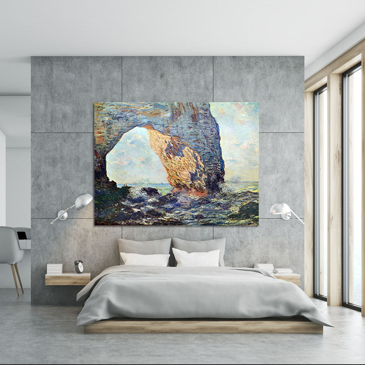 The rocky cliffs of etretat La Porte man 1 by Monet Canvas Print or Poster - Canvas Art Rocks - 5