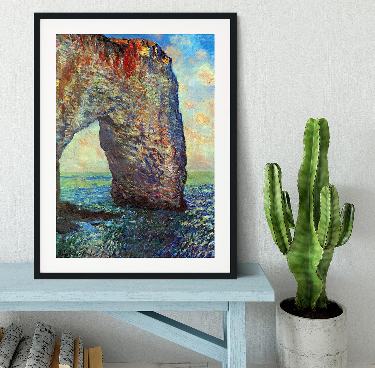 The rocky cliffs of etretat La Porte man 2 Framed Print | Canvas Art Rocks