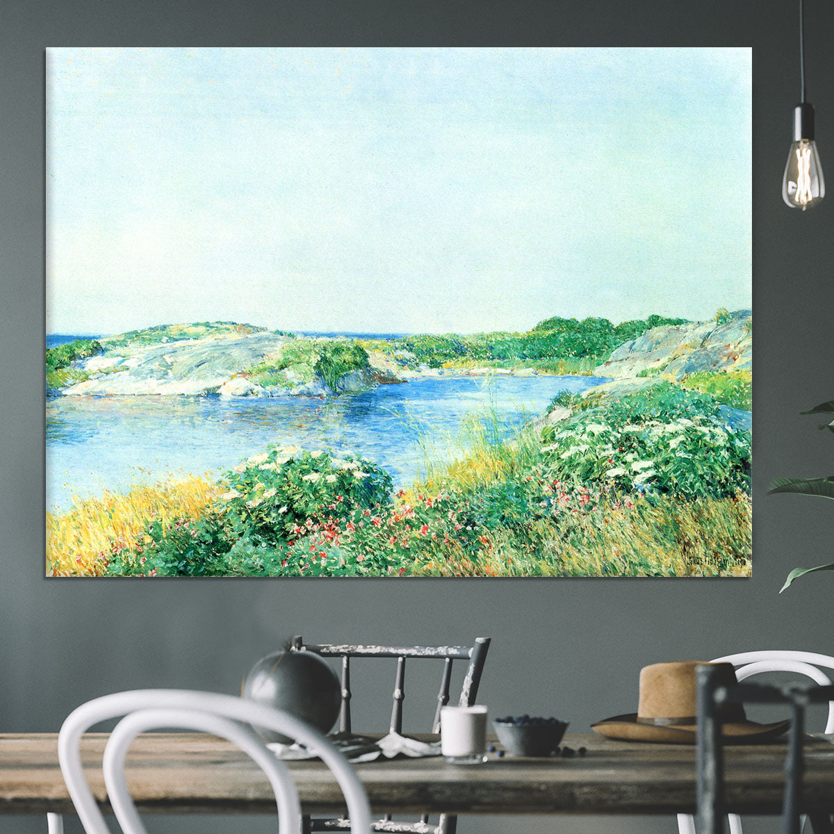 The small pond by Hassam Canvas Print or Poster - Canvas Art Rocks - 3