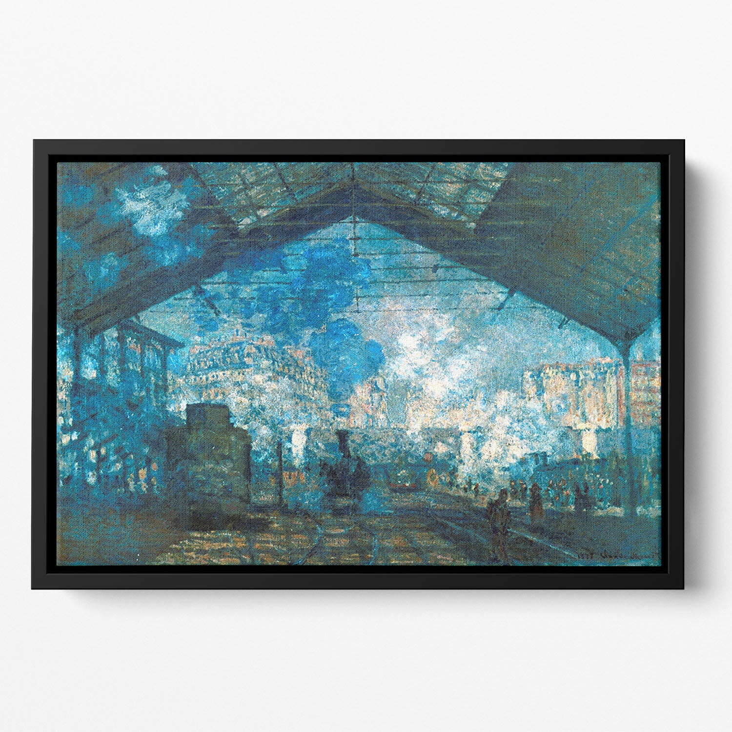 The station Saint Lazare by Monet Floating Framed Canvas