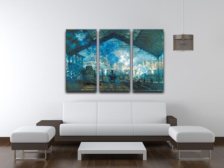 The station Saint Lazare by Monet Split Panel Canvas Print - Canvas Art Rocks - 4