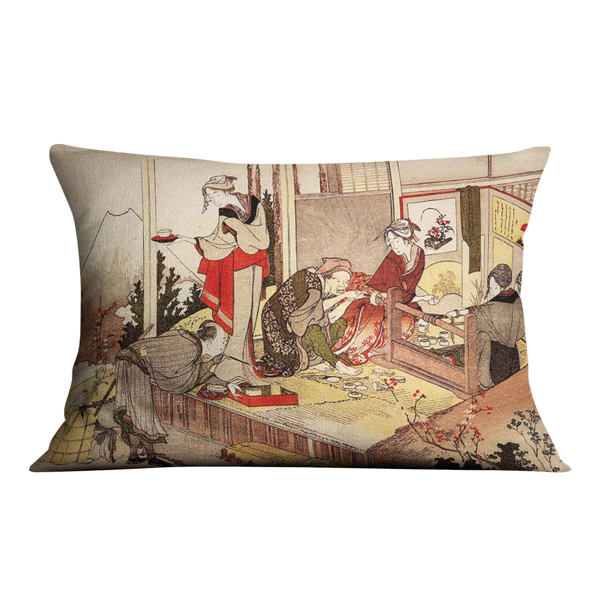 The studio of Netsuke by Hokusai Cushion