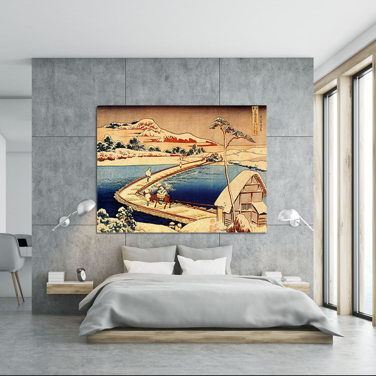 The swimming bridge of Sano by Hokusai Canvas Print or Poster - Canvas Art Rocks - 5