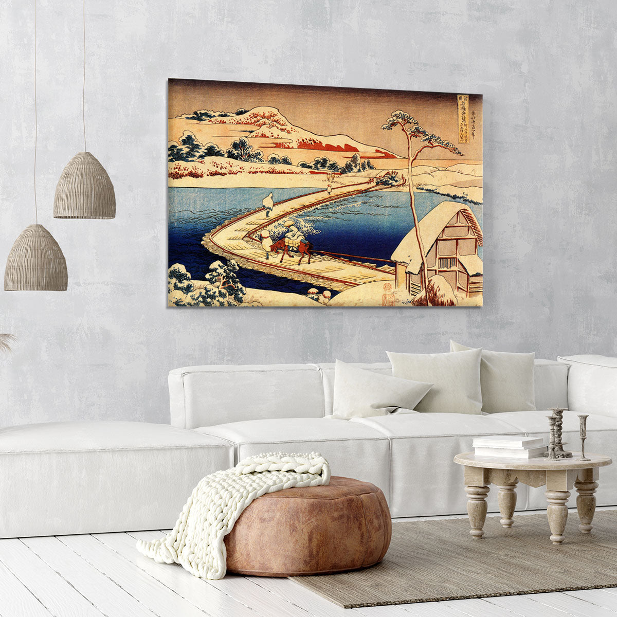 The swimming bridge of Sano by Hokusai Canvas Print or Poster - Canvas Art Rocks - 6