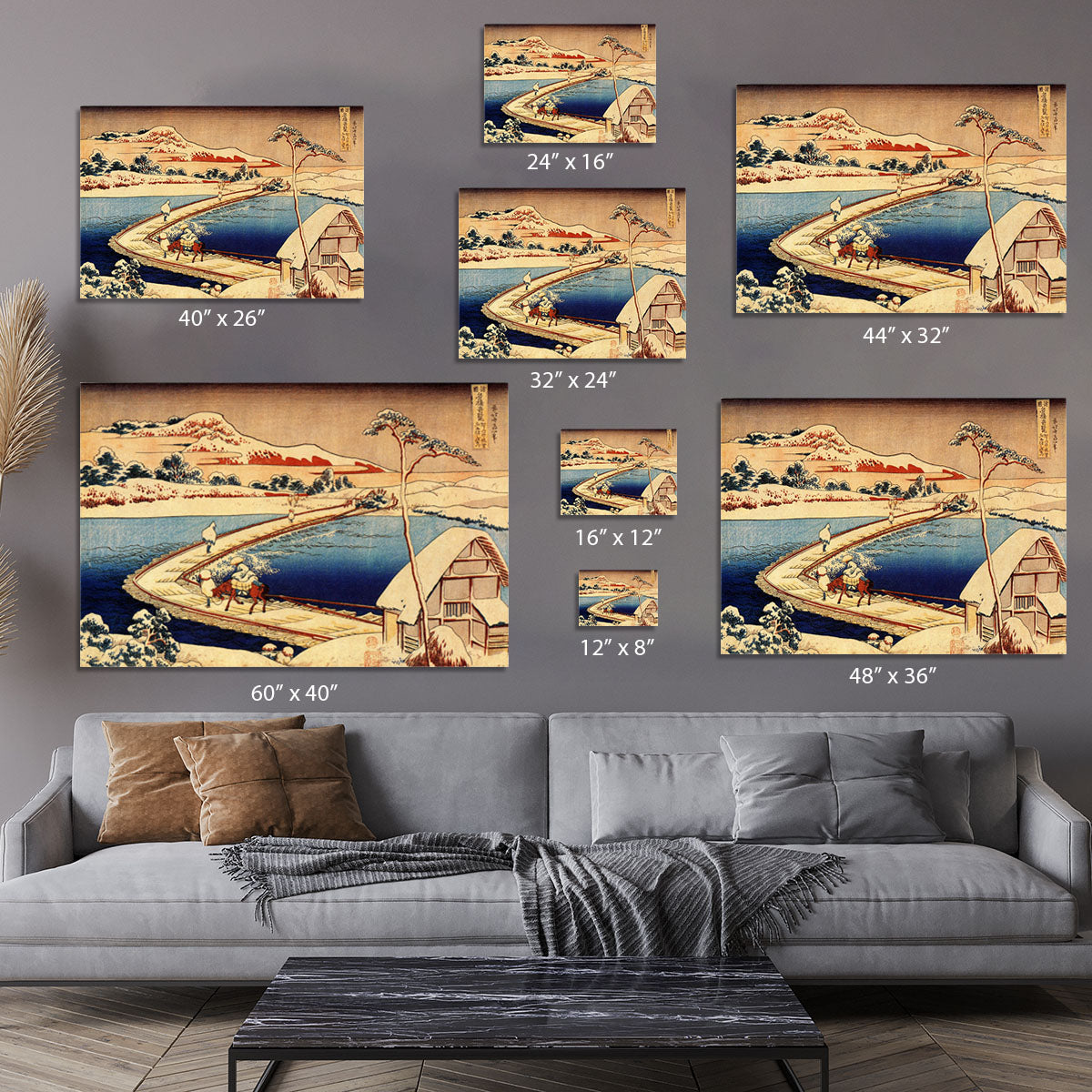 The swimming bridge of Sano by Hokusai Canvas Print or Poster - Canvas Art Rocks - 7