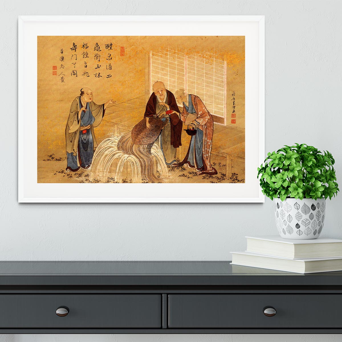 The thouthand years turtle by Hokusai Framed Print - Canvas Art Rocks - 5