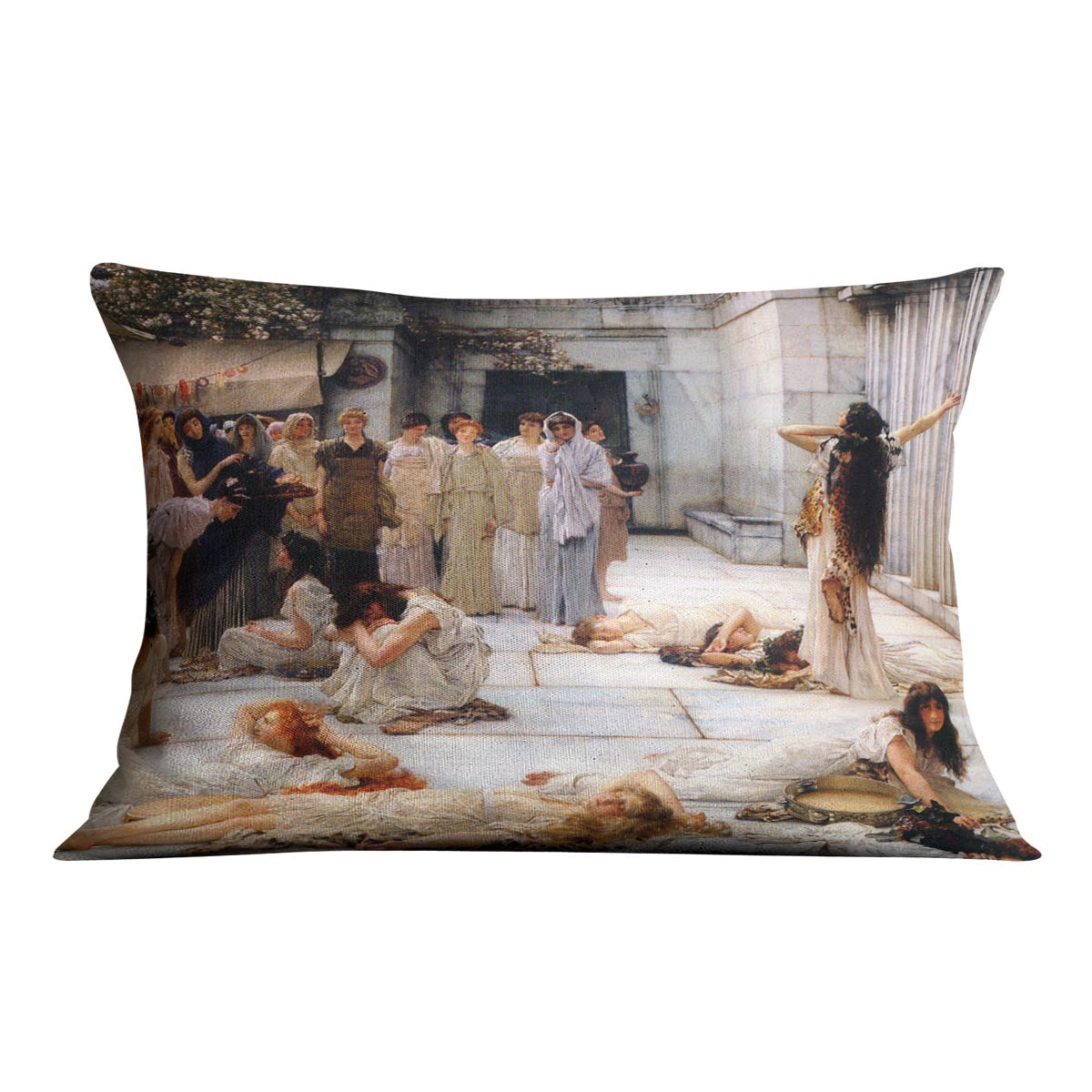 The women of Amphissa detail by Alma Tadema Cushion - Canvas Art Rocks - 4