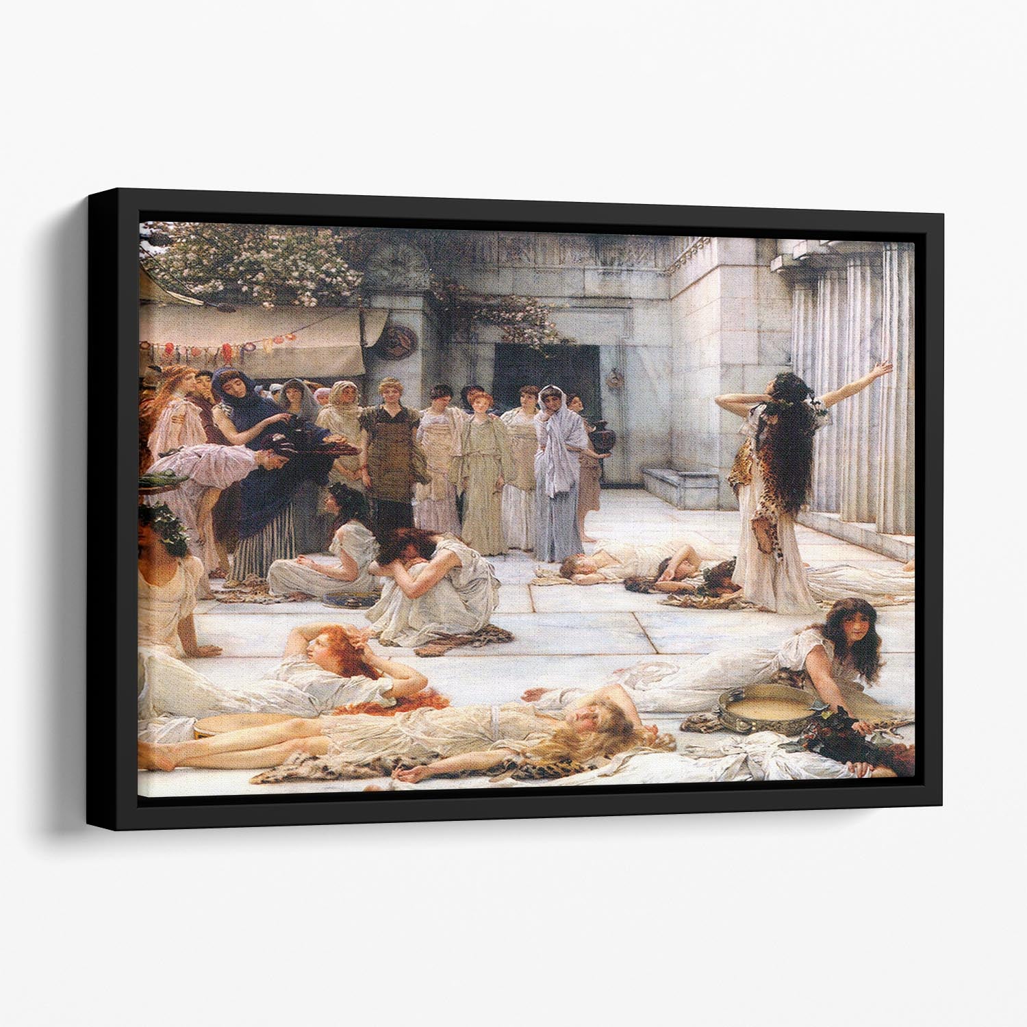 The women of Amphissa detail by Alma Tadema Floating Framed Canvas - Canvas Art Rocks - 1