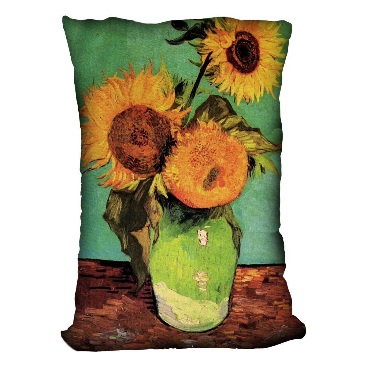 Three Sunflowers in a Vase by Van Gogh Cushion