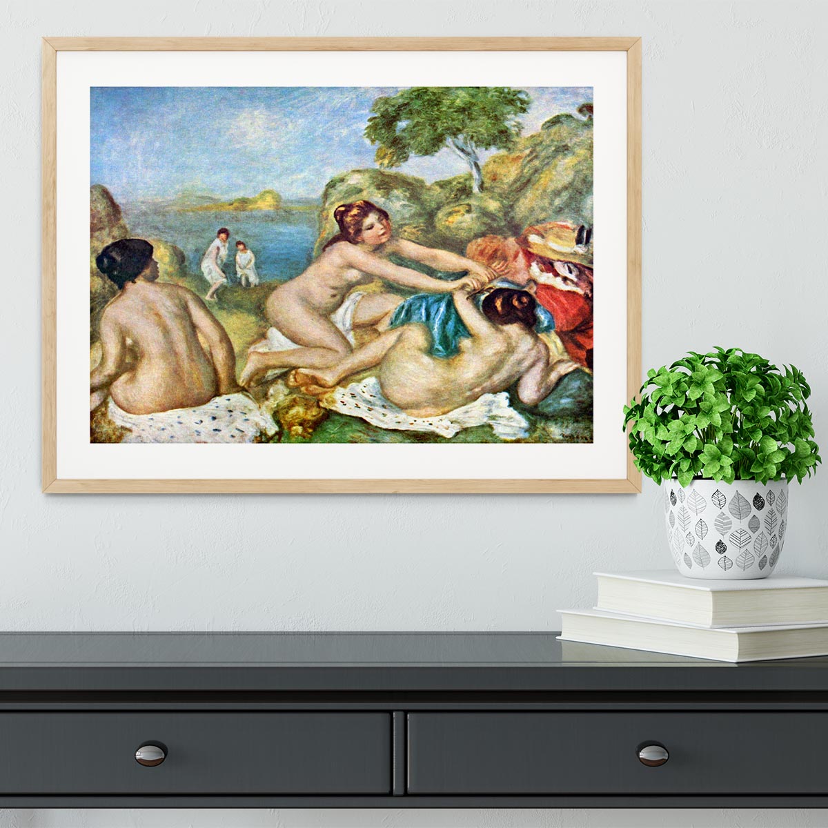 Three bathing girls with crab by Renoir Framed Print - Canvas Art Rocks - 3