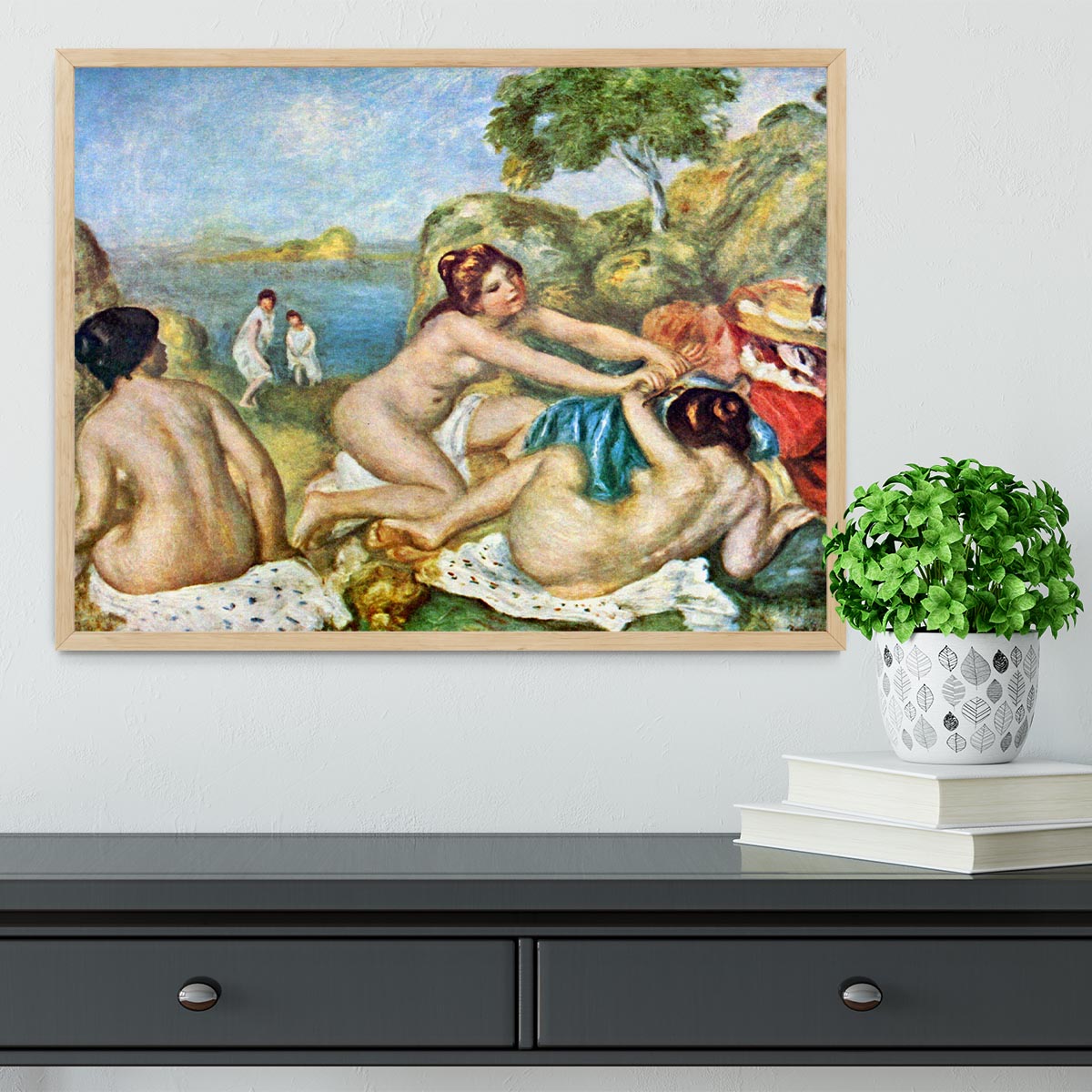 Three bathing girls with crab by Renoir Framed Print - Canvas Art Rocks - 4