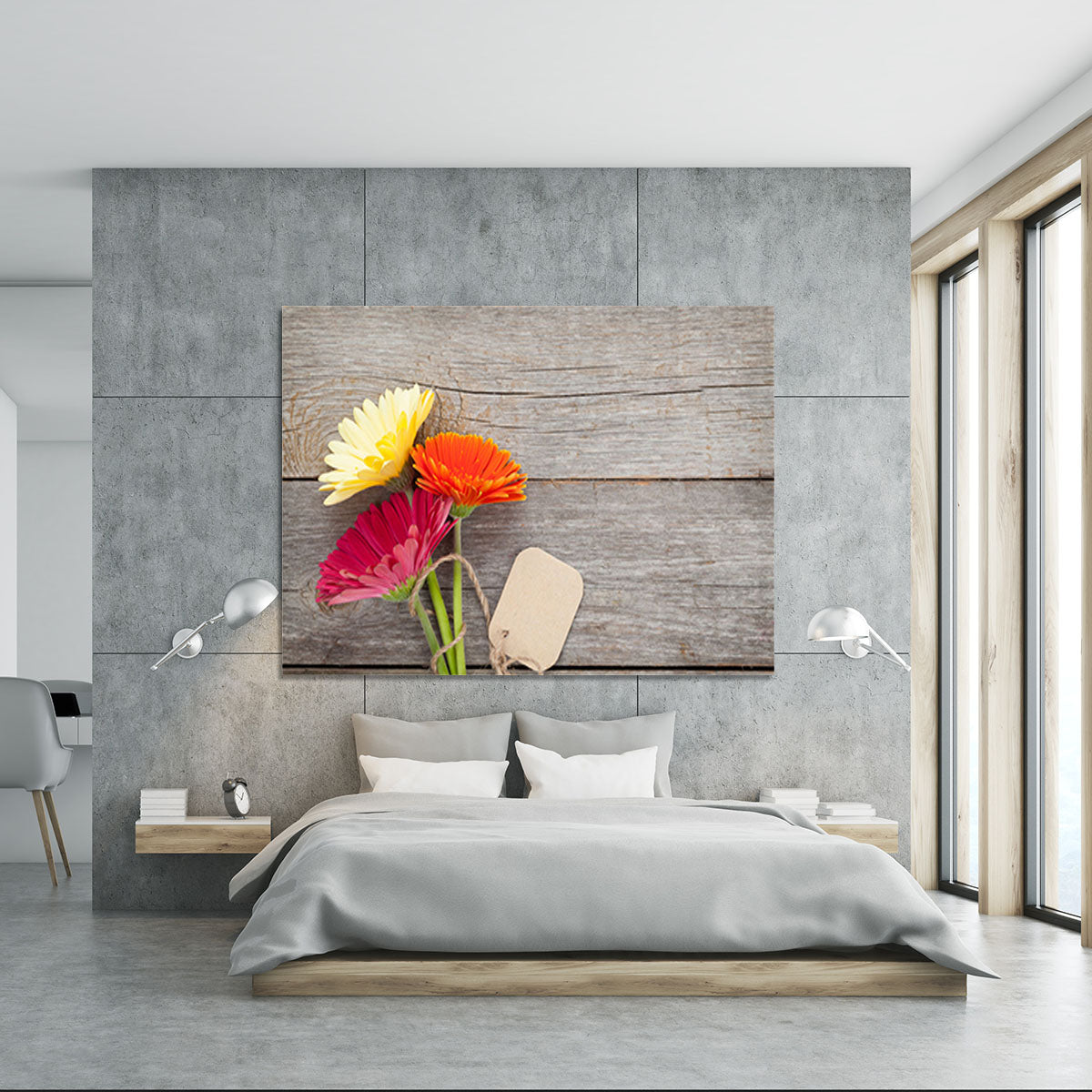 Three colorful gerbera flowers Canvas Print or Poster - Canvas Art Rocks - 5