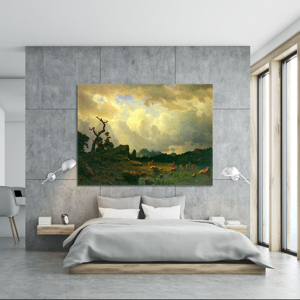 Thunderstorms in the Rocky Mountains by Bierstadt Canvas Print or Poster - Canvas Art Rocks - 5