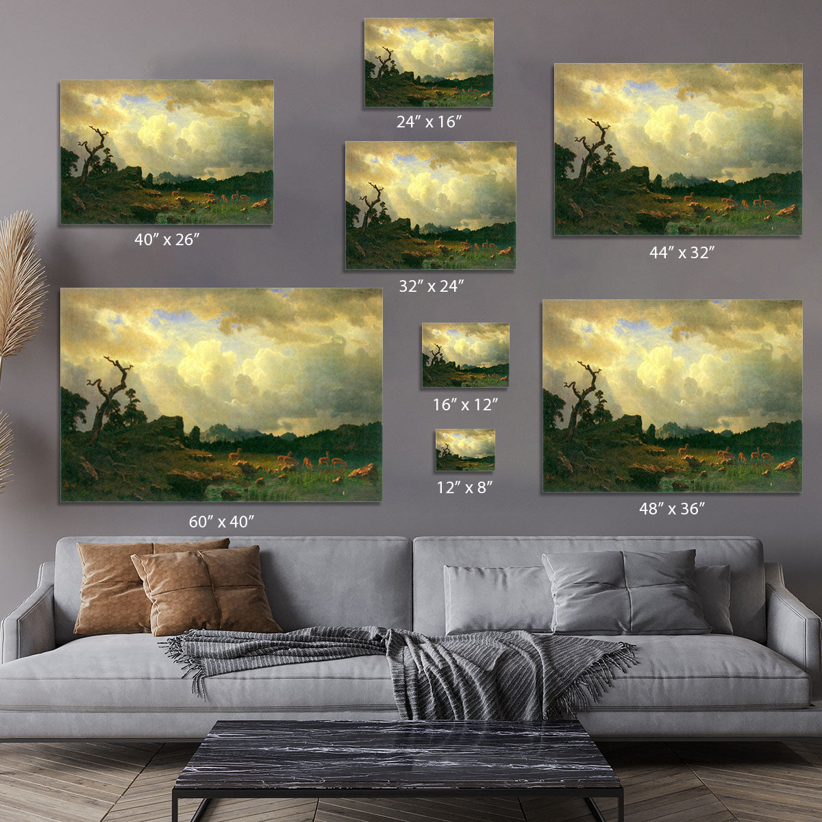 Thunderstorms in the Rocky Mountains by Bierstadt Canvas Print or Poster - Canvas Art Rocks - 7
