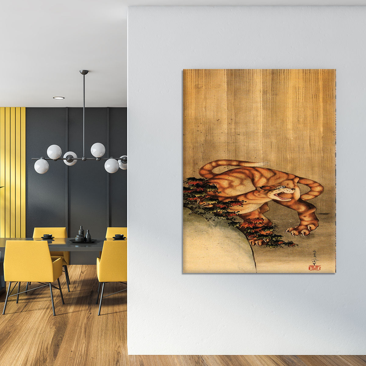 Tiger in the rain by Hokusai Canvas Print or Poster - Canvas Art Rocks - 4