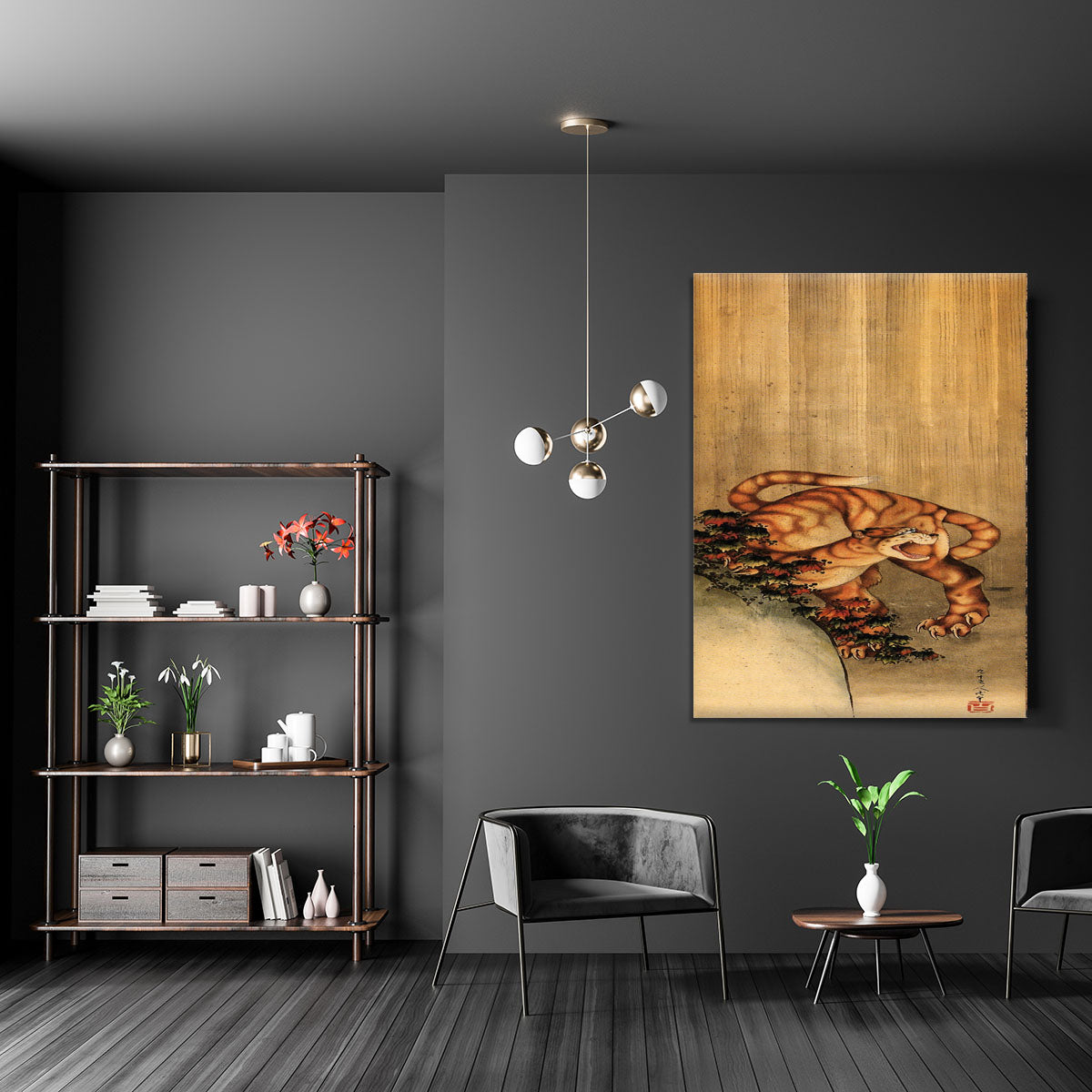 Tiger in the rain by Hokusai Canvas Print or Poster - Canvas Art Rocks - 5