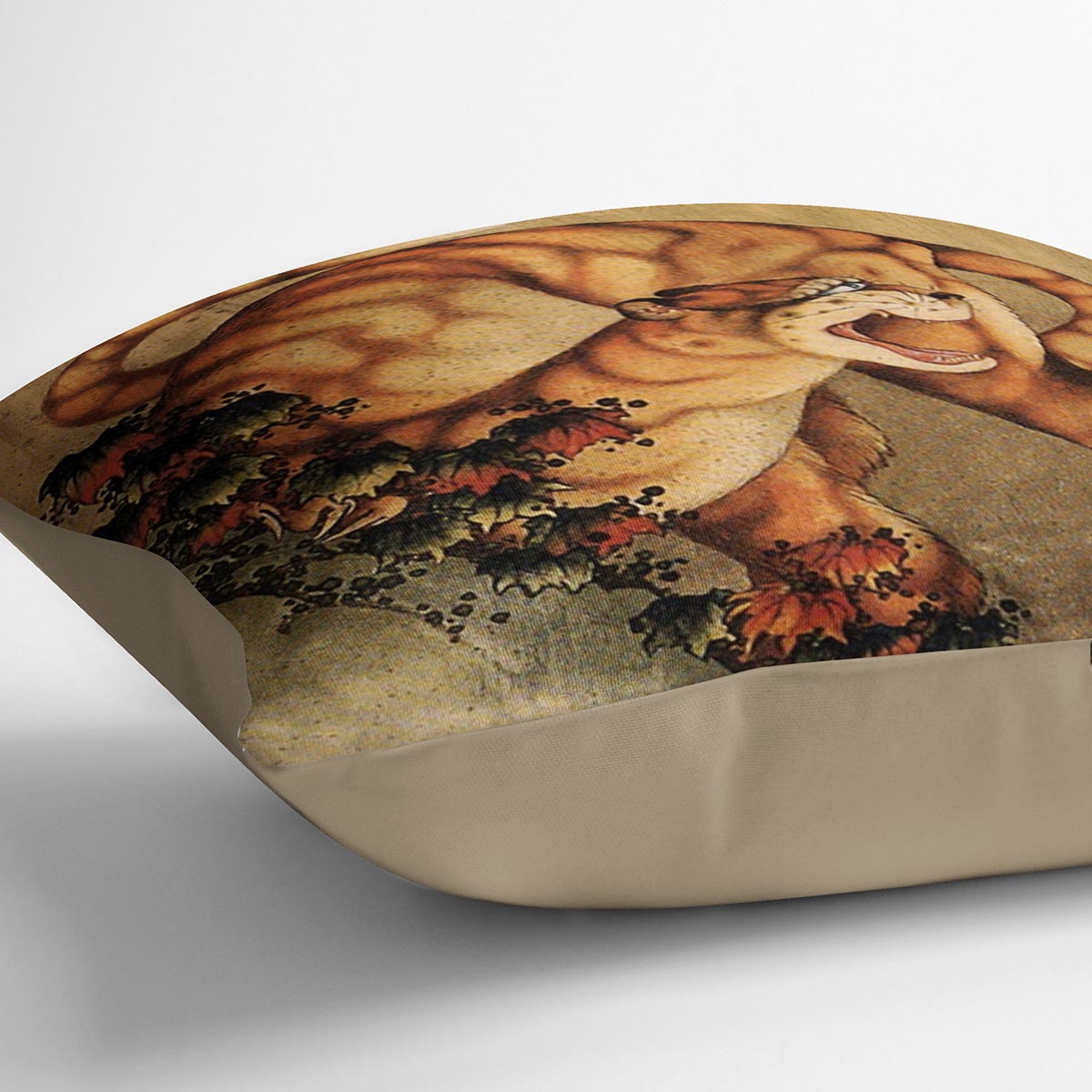 Tiger in the rain by Hokusai Cushion