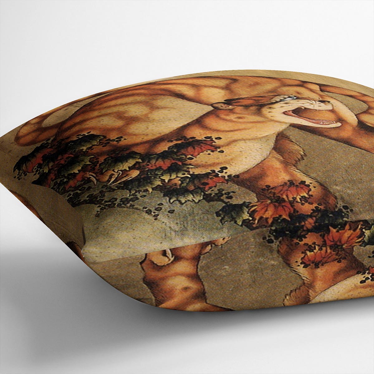 Tiger in the rain by Hokusai Cushion