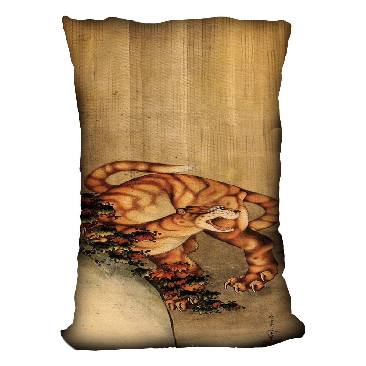 Tiger in the rain by Hokusai Cushion