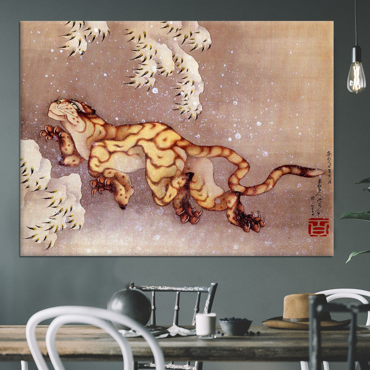 Tiger in the snow by Hokusai Canvas Print or Poster - Canvas Art Rocks - 3