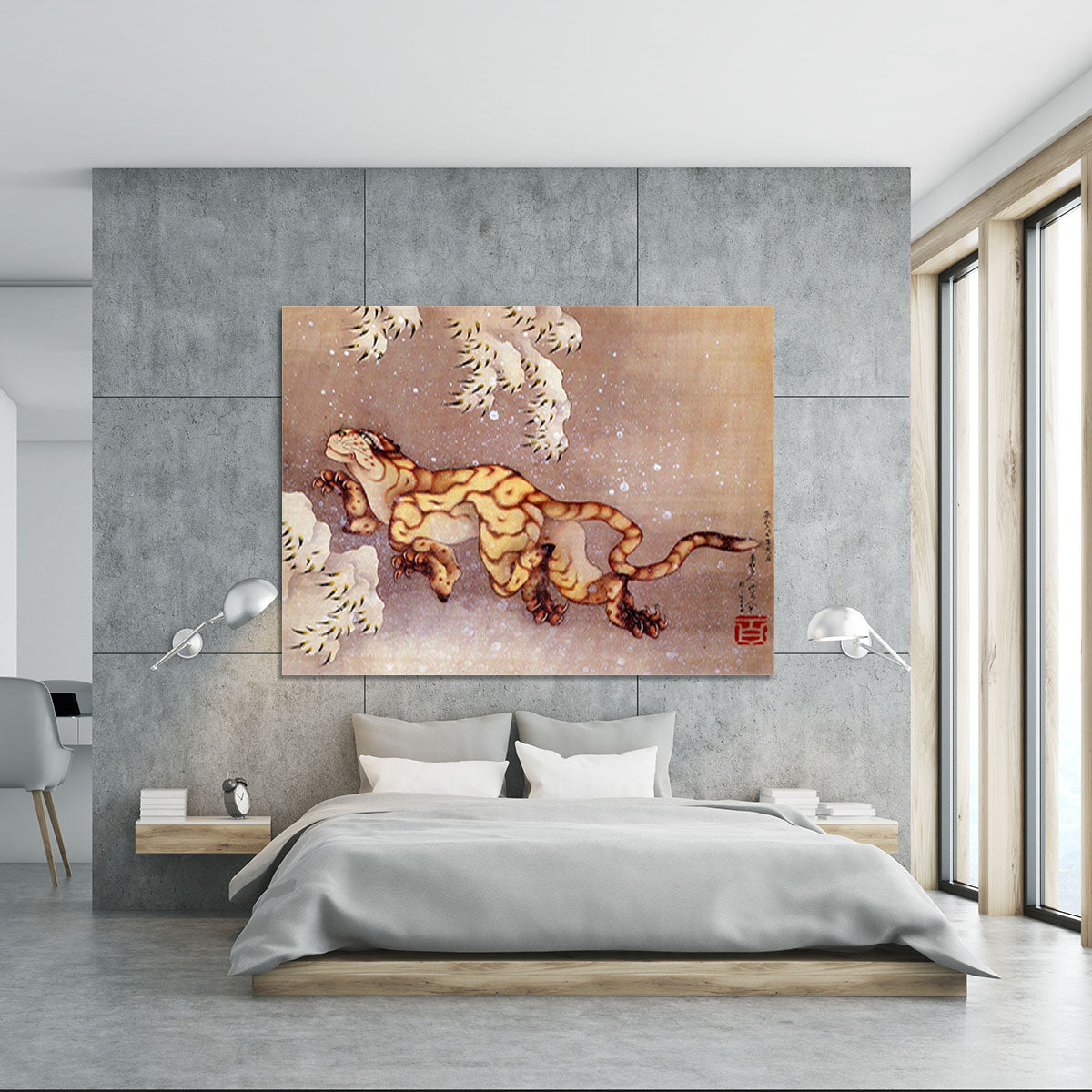 Tiger in the snow by Hokusai Canvas Print or Poster - Canvas Art Rocks - 5