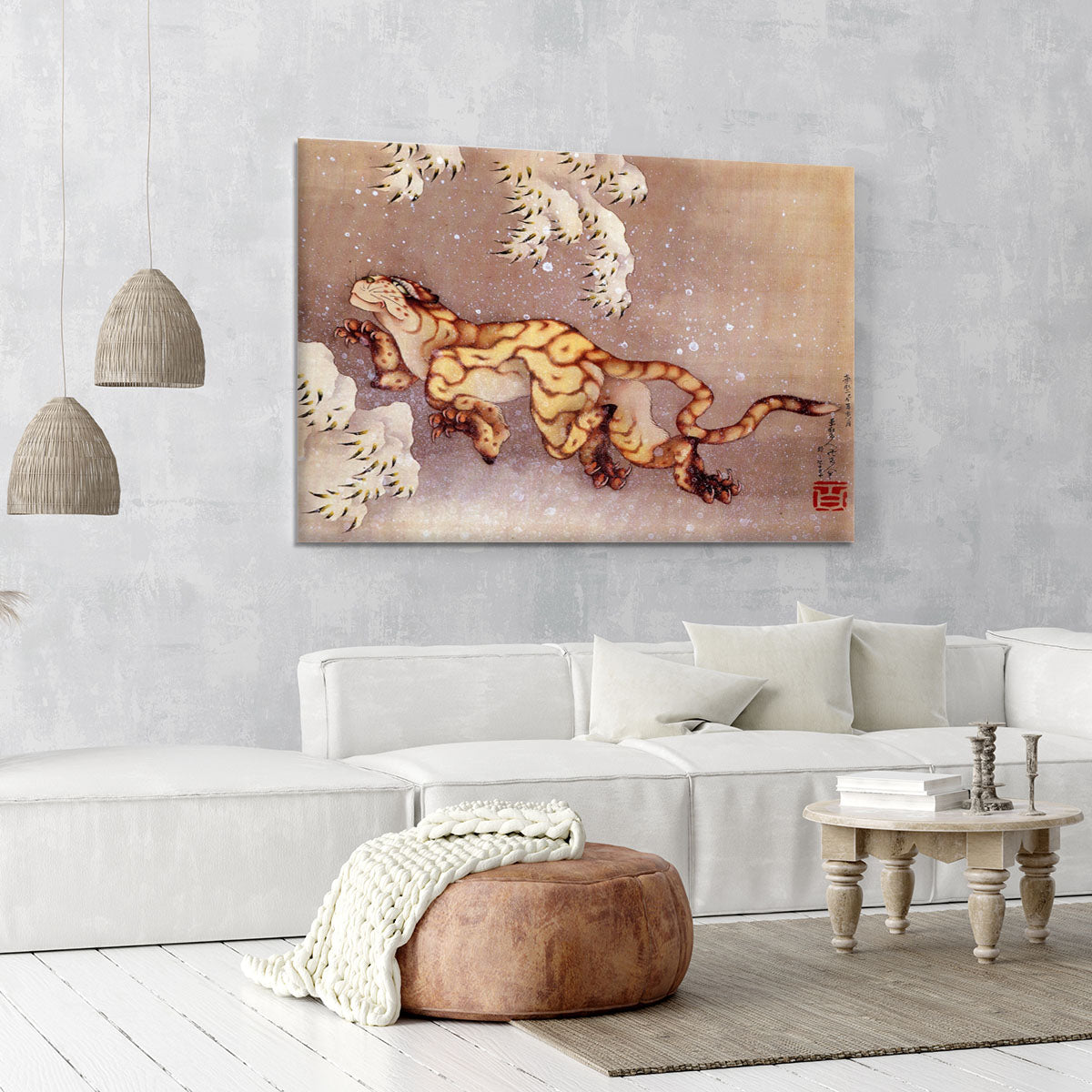 Tiger in the snow by Hokusai Canvas Print or Poster - Canvas Art Rocks - 6