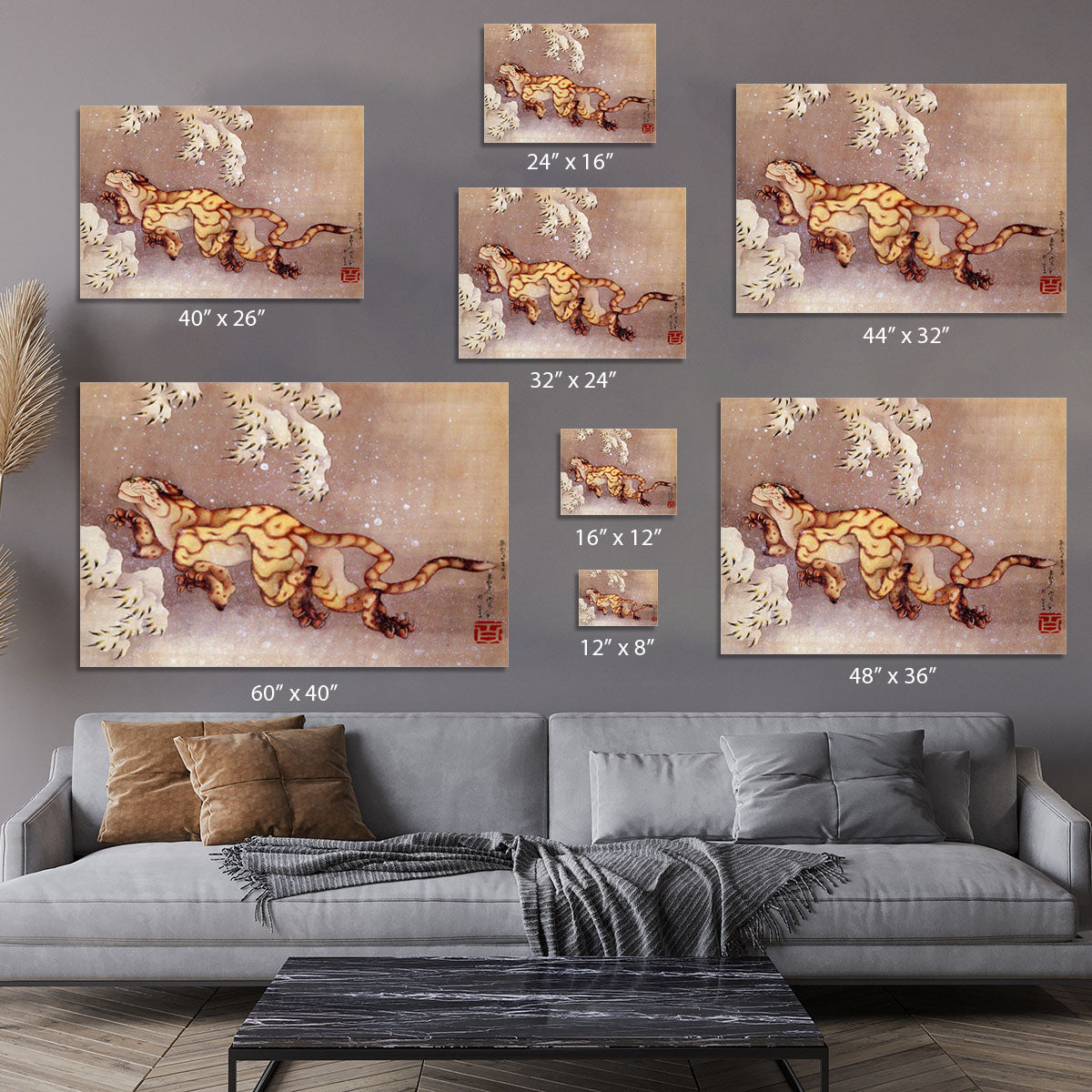 Tiger in the snow by Hokusai Canvas Print or Poster - Canvas Art Rocks - 7