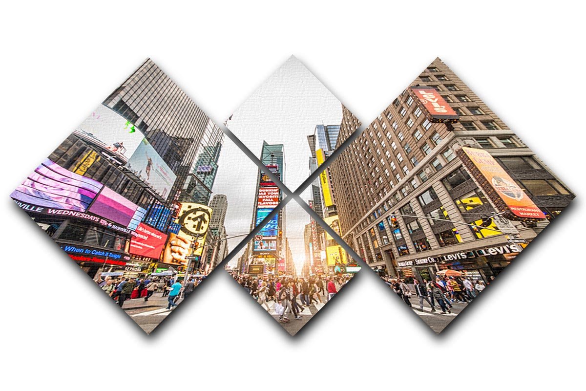 Times Square at sunset 4 Square Multi Panel Canvas - Canvas Art Rocks - 1