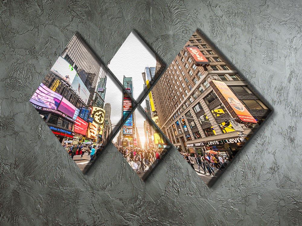 Times Square at sunset 4 Square Multi Panel Canvas - Canvas Art Rocks - 2