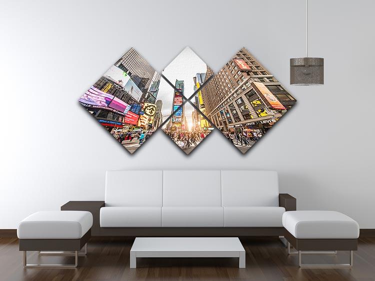 Times Square at sunset 4 Square Multi Panel Canvas - Canvas Art Rocks - 3