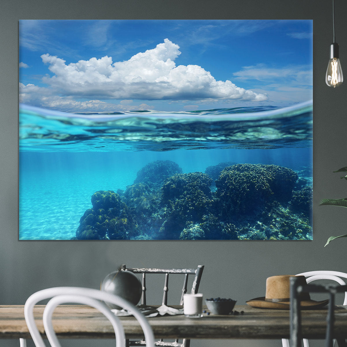 Top half with blue sky and cloud Canvas Print or Poster - Canvas Art Rocks - 3