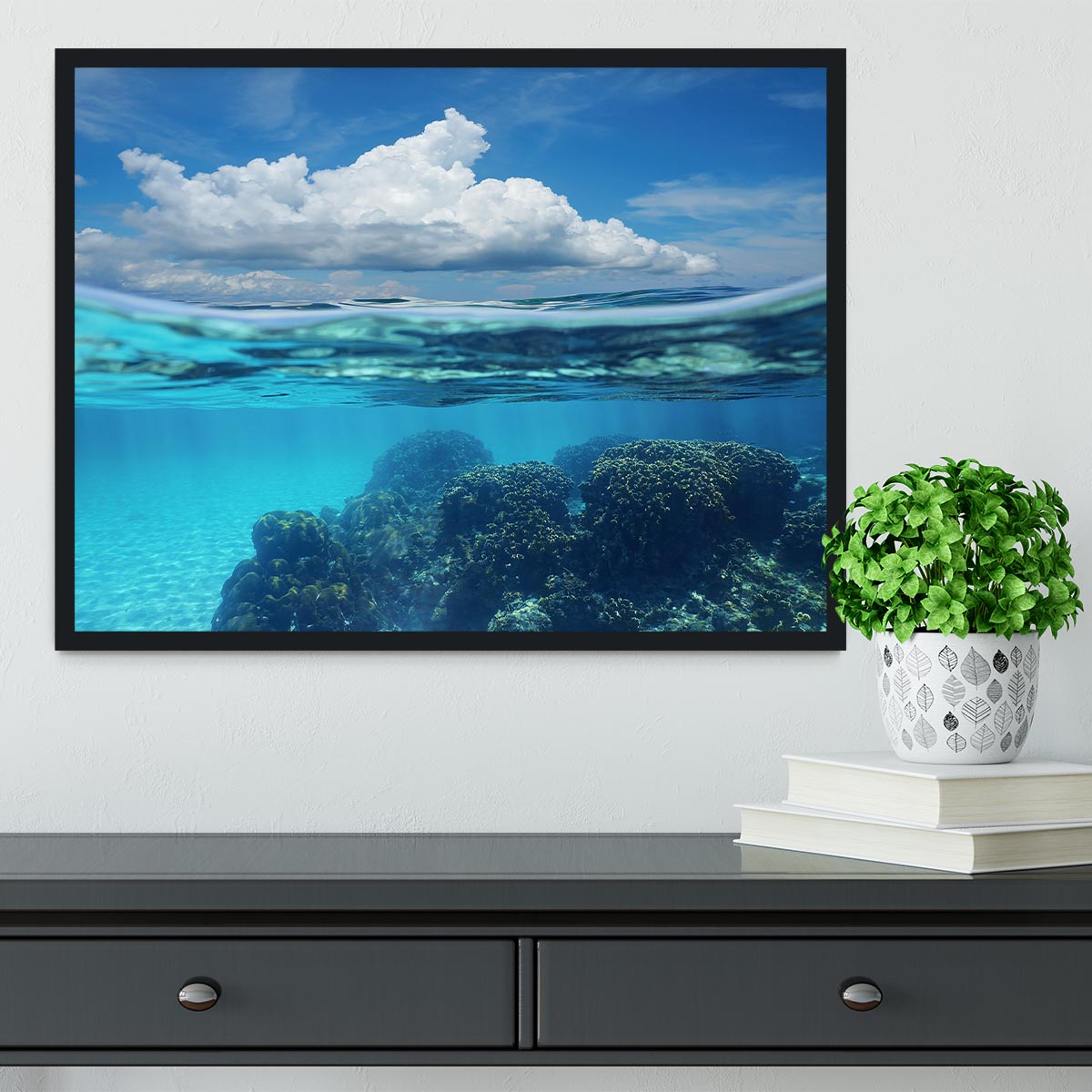 Top half with blue sky and cloud Framed Print - Canvas Art Rocks - 2