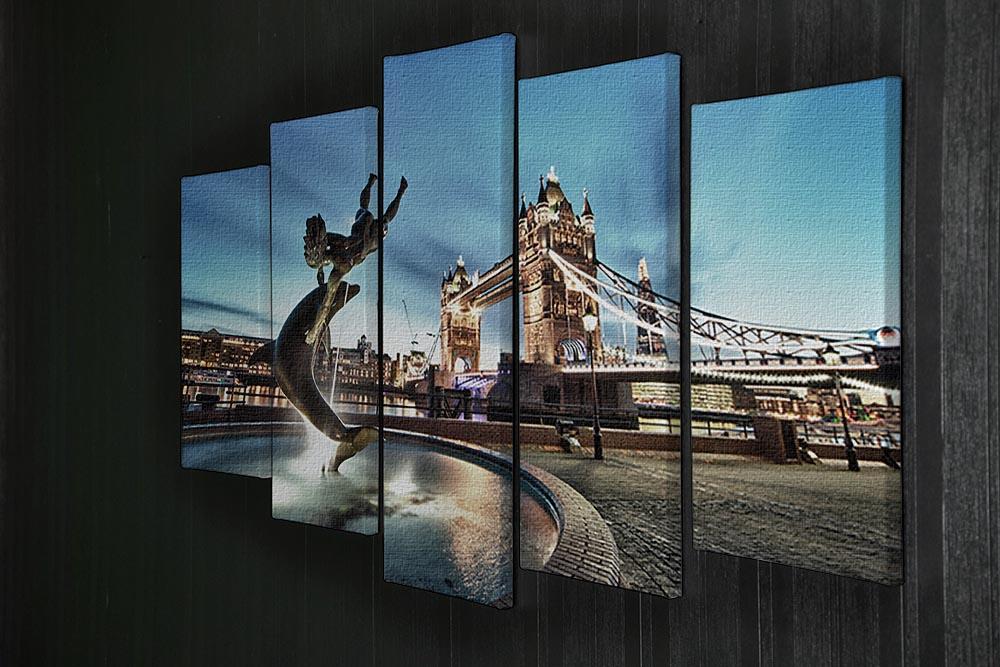 Tower Bridge and St Katharine Docks Girl 5 Split Panel Canvas - Canvas Art Rocks - 2