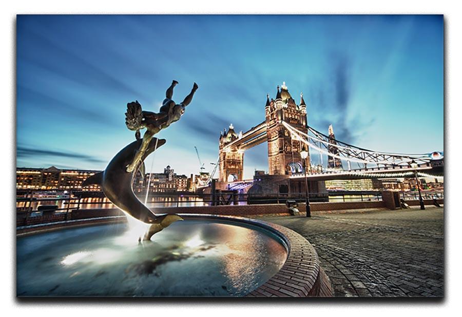 Tower Bridge and St Katharine Docks Girl Canvas Print or Poster  - Canvas Art Rocks - 1