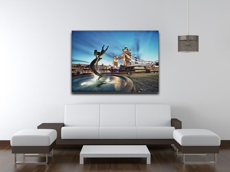 Tower Bridge and St Katharine Docks Girl Canvas Print or Poster - Canvas Art Rocks - 4