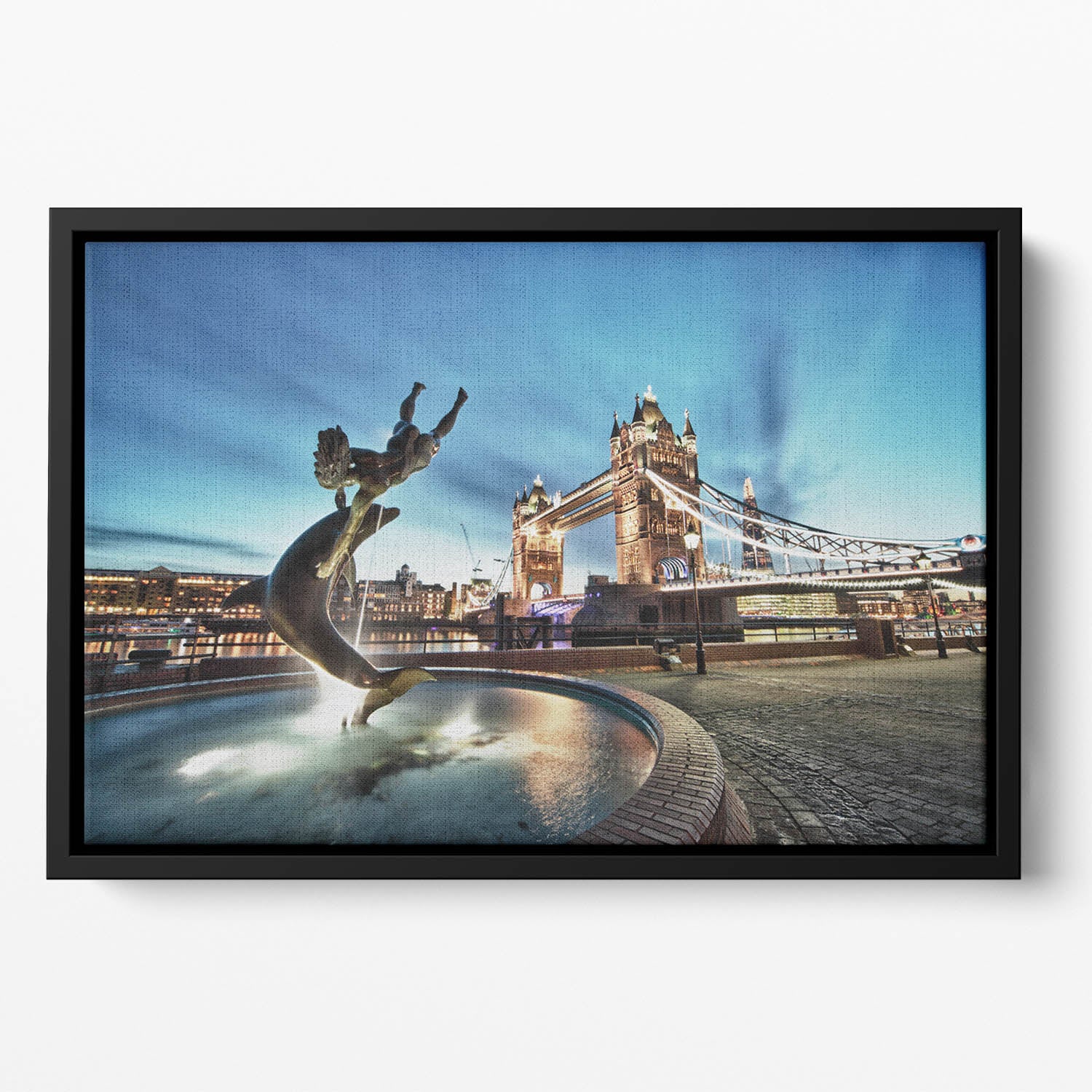 Tower Bridge and St Katharine Docks Girl Floating Framed Canvas