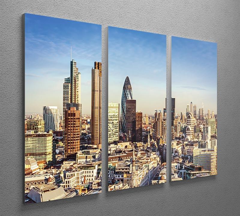 Tower Lloyds of London and Canary Wharf 3 Split Panel Canvas Print - Canvas Art Rocks - 2
