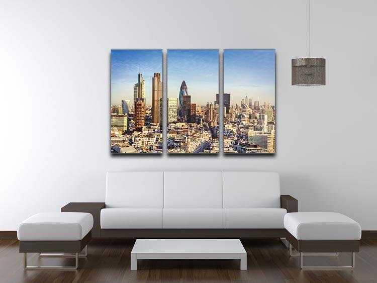 Tower Lloyds of London and Canary Wharf 3 Split Panel Canvas Print - Canvas Art Rocks - 3