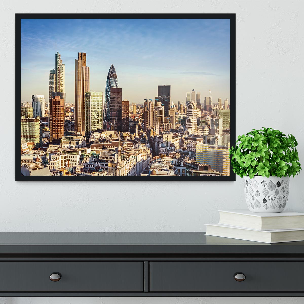 Tower Lloyds of London and Canary Wharf Framed Print - Canvas Art Rocks - 2