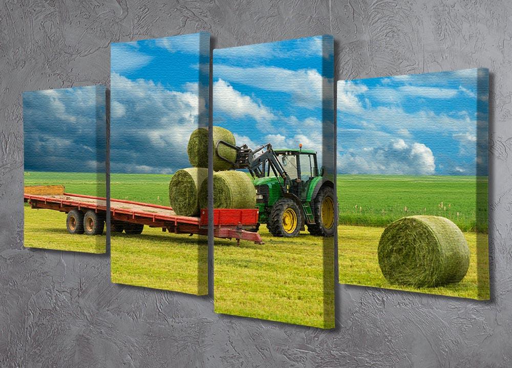 Tractor and trailer with hay bales 4 Split Panel Canvas - Canvas Art Rocks - 2