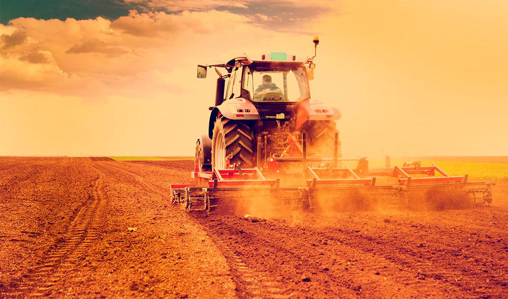 Tractor in sunset Wall Mural Wallpaper - Canvas Art Rocks - 1
