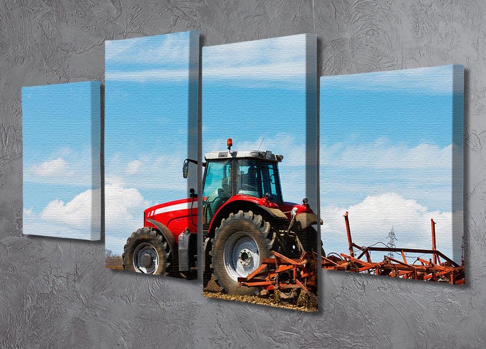 Tractor plowing the field 4 Split Panel Canvas - Canvas Art Rocks - 2