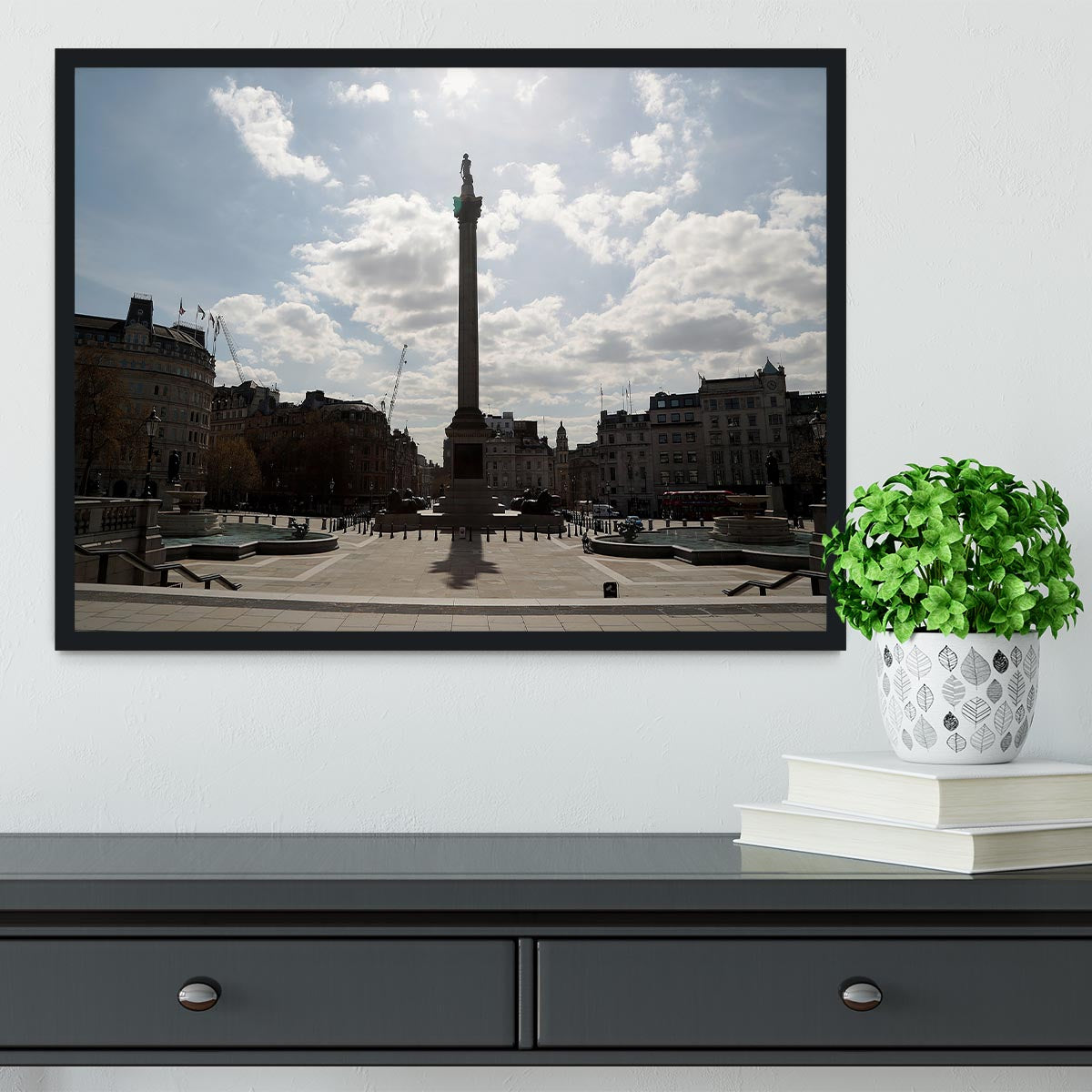 Trafalgar Square London under Lockdown 2020 Framed Print - Canvas Art Rocks - 2