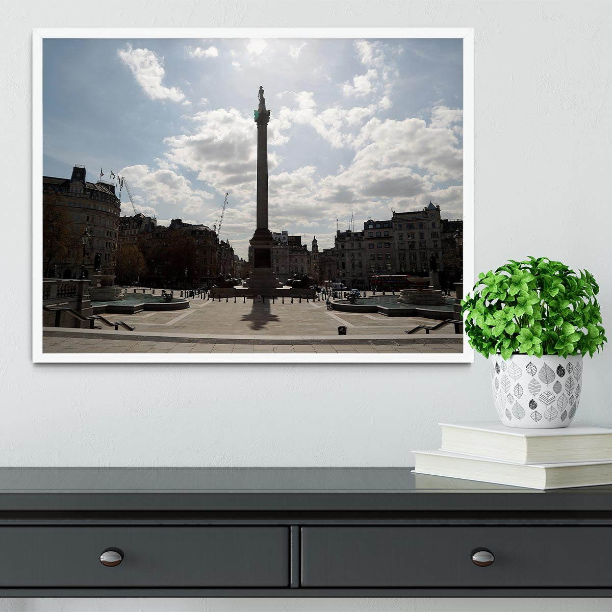 Trafalgar Square London under Lockdown 2020 Framed Print - Canvas Art Rocks -6