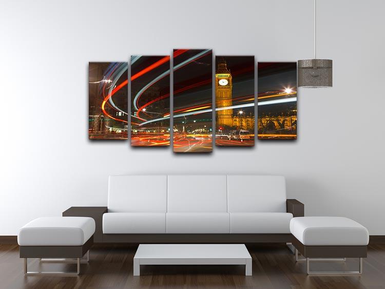 Traffic in night London 5 Split Panel Canvas - Canvas Art Rocks - 3
