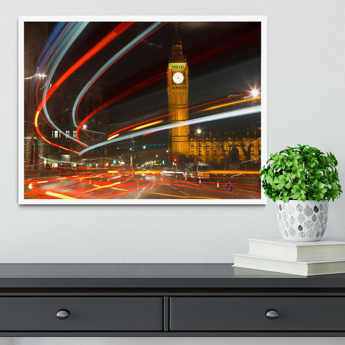 Traffic in night London Framed Print - Canvas Art Rocks -6