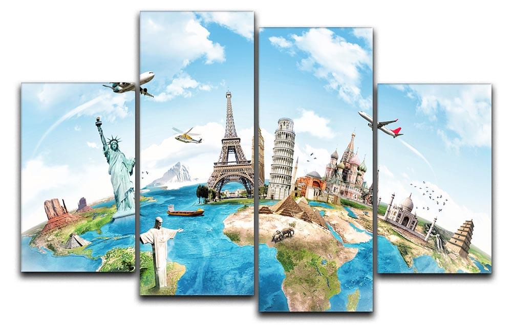 Travel the world 4 Split Panel Canvas - Canvas Art Rocks - 1