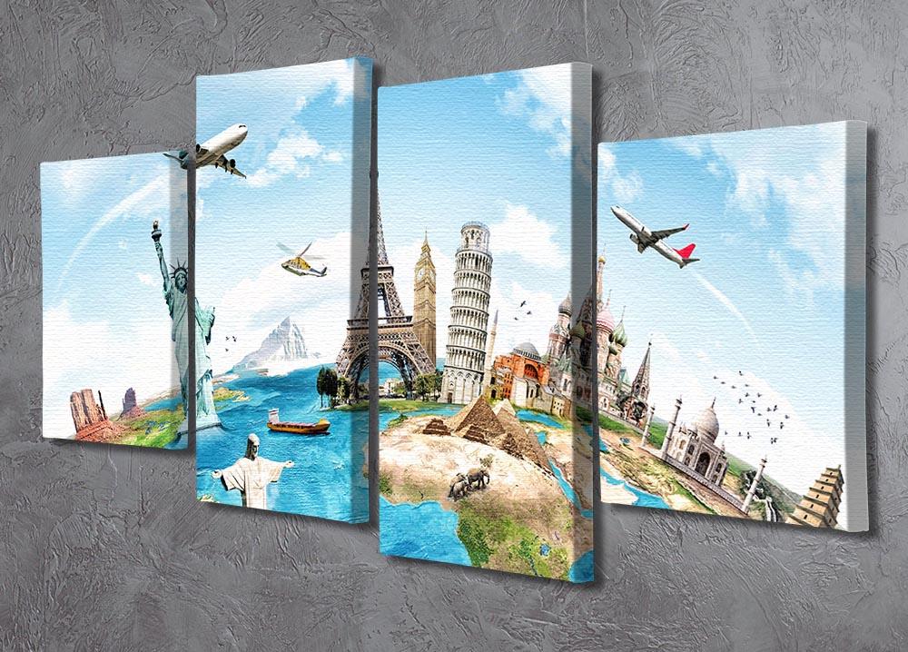 Travel the world 4 Split Panel Canvas - Canvas Art Rocks - 2